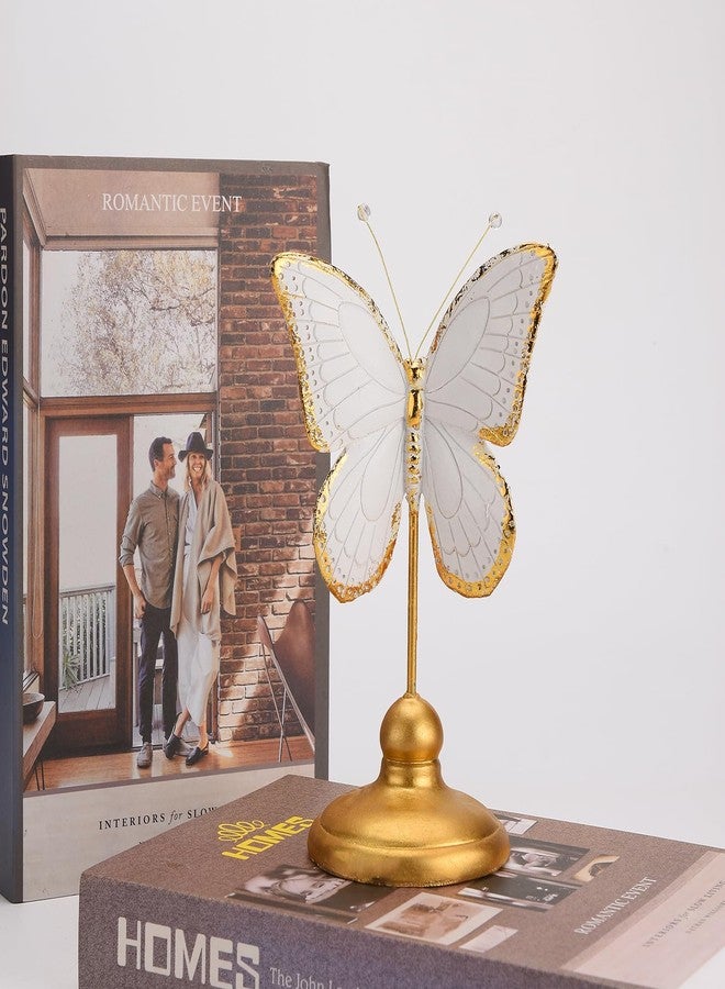 BRABUD Resin Butterfly Statue Gold & White Modern Home Bedroom Desk Shelf Decor Wedding Gifts Collection 9.1''(H) TQSHBS32 - Image 4